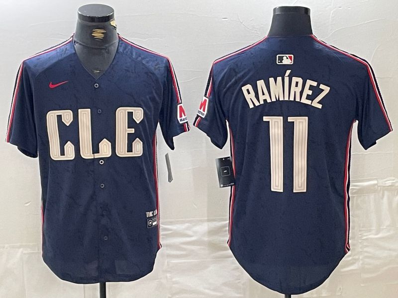 Men Cleveland Indians #11 Ramirez Blue City Edition Nike 2024 MLB Jersey style 1->cleveland indians->MLB Jersey